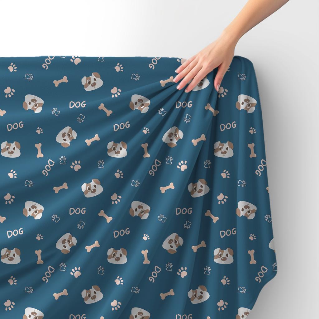 Royal Velvet Fabric Polyester For Sewing - Motif Paws Bones Dogs 2