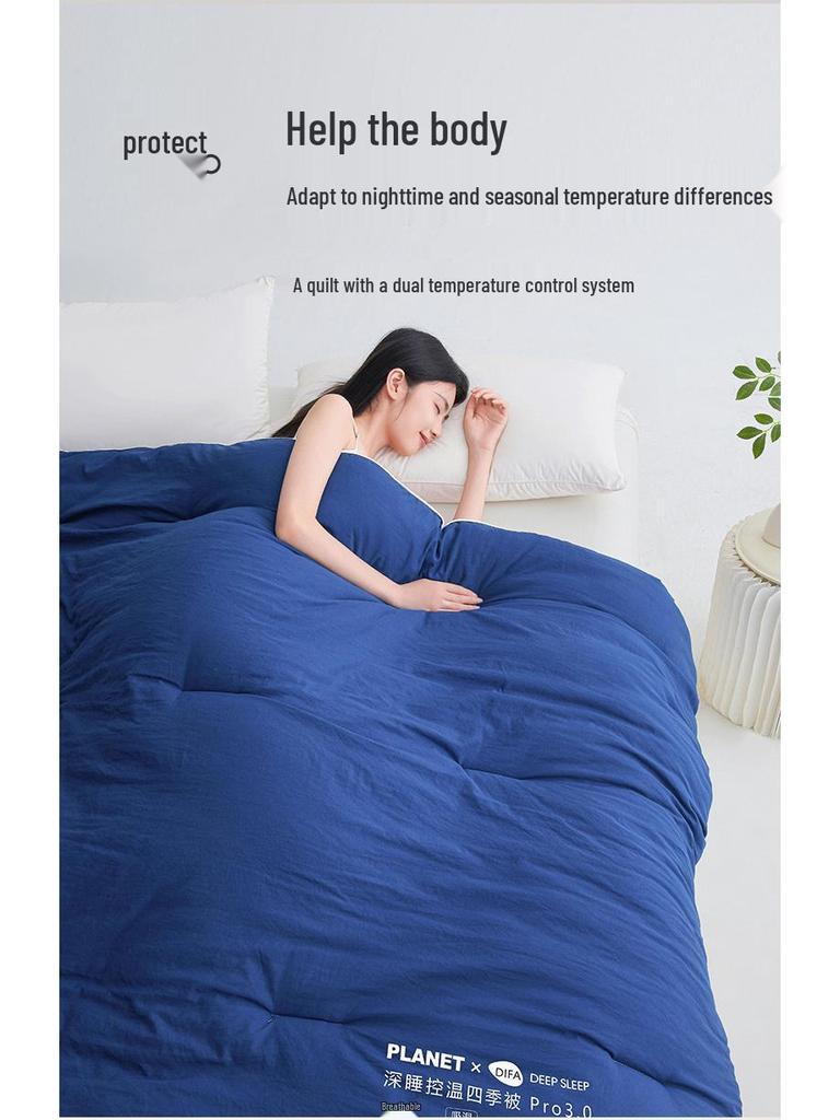 Deep Sleep Pro Temperature-Control Knitted Quilt: All-Season Warmth, Machine Washable for Spring, Autumn, and Winter.