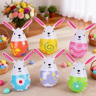 Cute Easter Rabbit Eggs Balloon PVC Inflatable Easter Eggs Easter Rabbit Ornament  Garden Decor