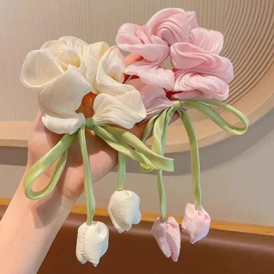 Rope Oversized Tulip-Shaped Satin Hair Scrunchies Prevent Hair Breakage Girl Hair Ties