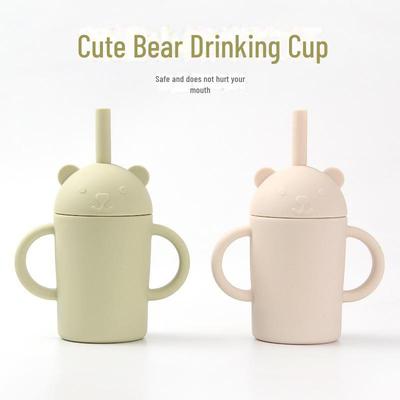 Silicone Baby Straw Cup: Food Grade, Anti-Fall, Removable & Washable, Perfect for Training and Drinking Water.