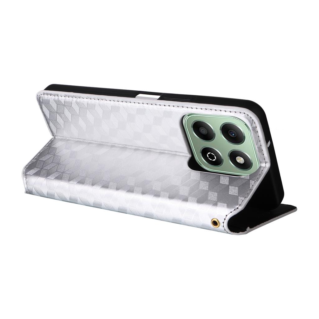 Für Honor X6b 4G Kratzfestes PU-Lederetui Rautenmuster Prägung Brieftasche Ständer Handyhülle