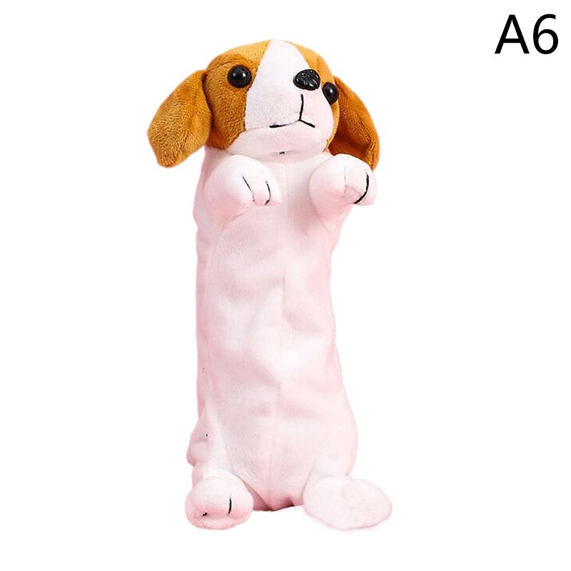 

Кавайный плюшевый пенал-кошелек с собачкой, милый пушистый пенал на молнии большой вместимости, сумка для хранения школьных канцелярских принадлежностей