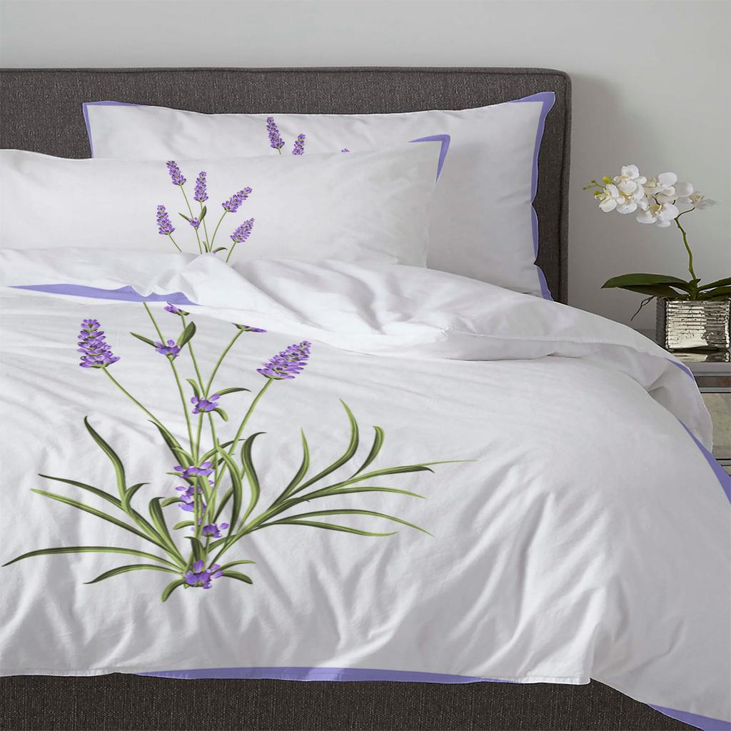 Purple Flower Lavender Romance Duvet Cover With Pillow Case Custom 3pcs Bedding Set Quilt Cover Double Bed Home Textile