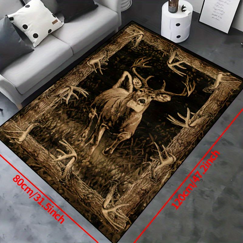 Antler Frame Elk Non-Slip Washable Indoor Outdoor Floor Rug Area Carpet for Living Room Nursery Bedroom Patio Garden Decor