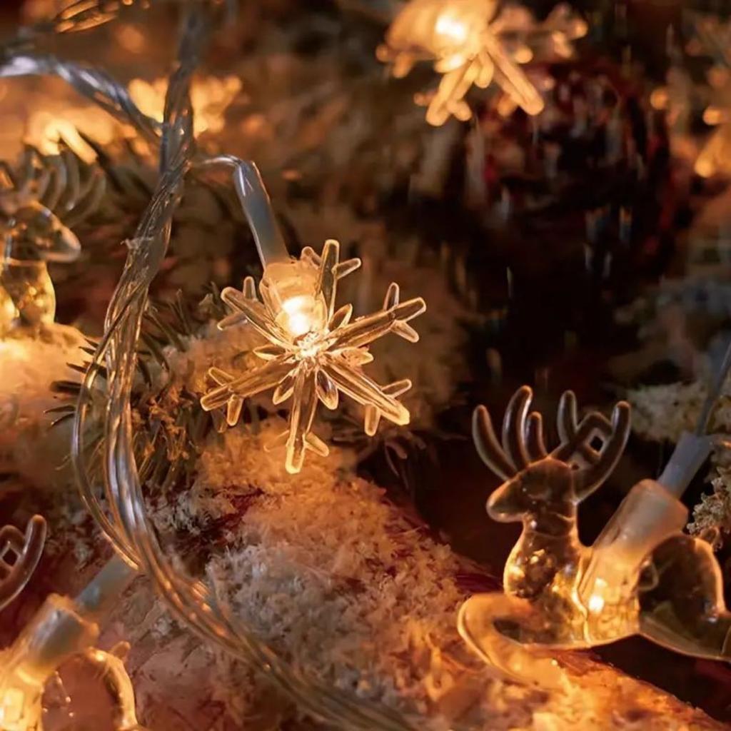 20LED Weihnachtsbaum Rentier Schneeflocke Batteriekasten Weihnachtsfeiertags Lichterkette Weihnachtsbaum Hängelichter