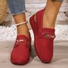 Spring and Autumn new women's casual one-pedal round head metal buckle wedge heel single shoes