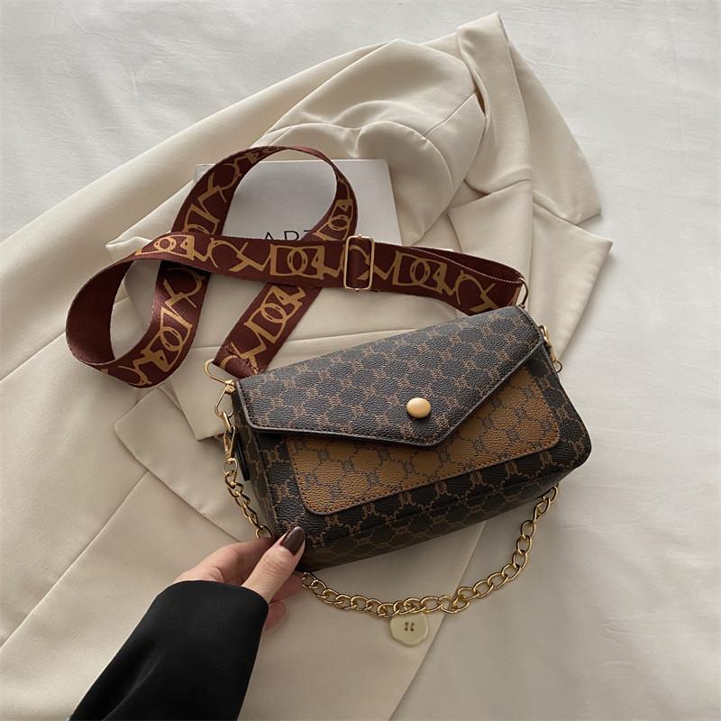 

Однотонная сумка через плечо кроссбоди квадратной формы с принтом решетки, женская, модная, в подарок Coffee Brown