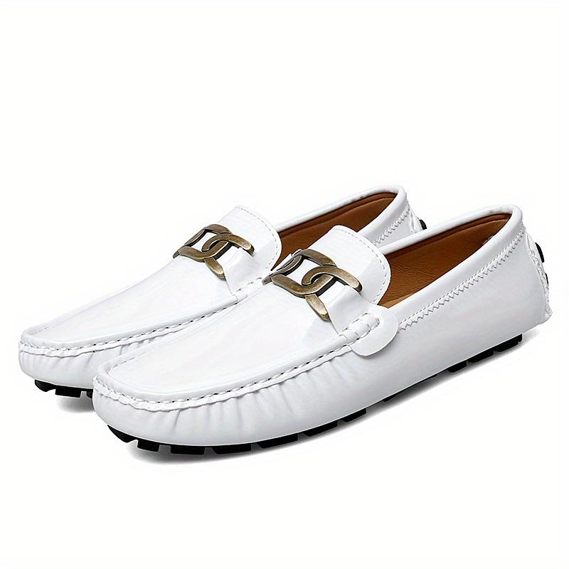 Шикарные женские мокасины на плоской подошве с металлической пряжкой - лакированная кожа нескользящая подошва для повседневных прогулок и повседневной носки мужские туфли-лодочки 39 3770₽