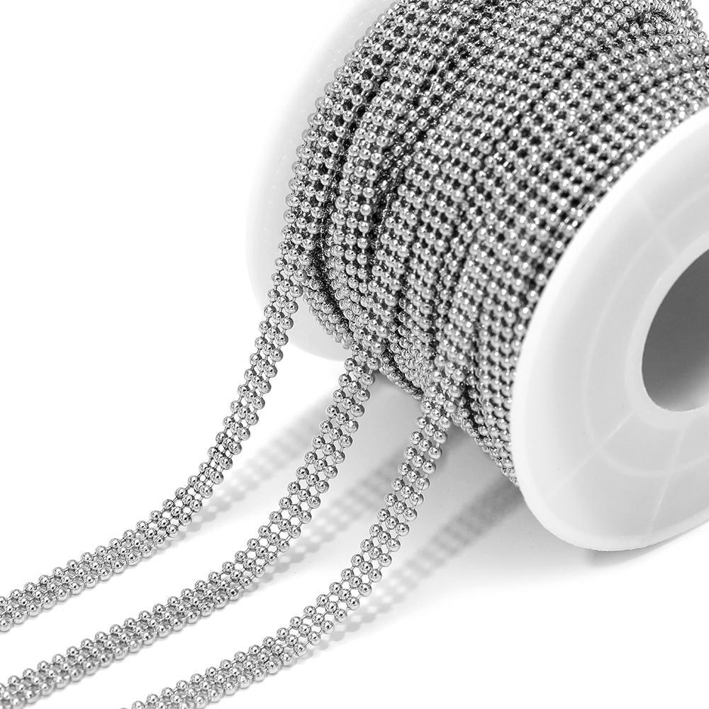 

1 Meter Stainless Steel Gold Color Three Layer Beads Chains Beaded Necklaces Findings Bracelets DIY Jewelry Making Accessories