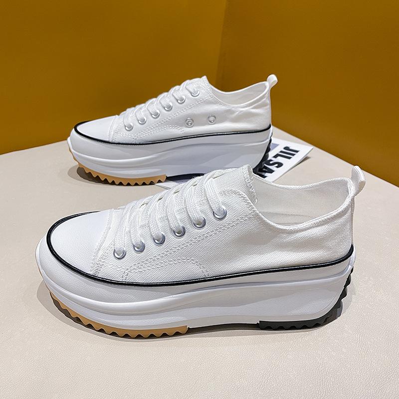 

Холщовые туфли на толстой подошве с увеличением роста женские новые повседневные низкие парусиновые туфли Тонкие дышащие нишевые на маффиновой подошве 40