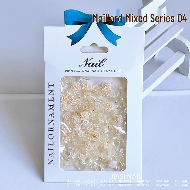 Ice Translucent Camellia Nail Art Pack: Irregular Rhinestones & Maillard Mix Decorations