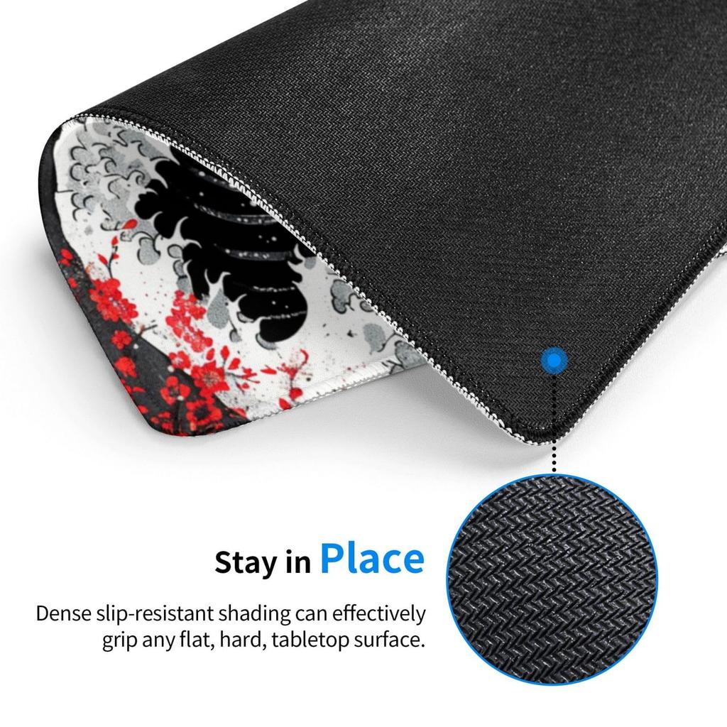 Mouse Pad Small Black Tsunami Ukiyoe Fuji Office Mouse Pad 240x200x3mm Rubber Sole Compatible with Optical Mouse Durable Stylish Cute Waterproof