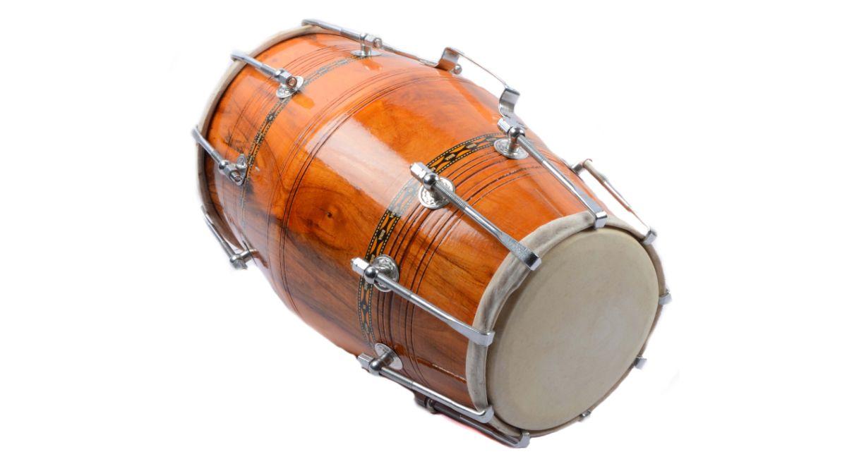 Indian Wooden Dholak No. 36 NB – Bina Drum for Musicians with Protective Bag коричневый