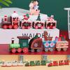 4/5 Knots Christmas Train Sled Painted Wooden Home Christmas Decoration with Santa Kids Toys Ornament Festival New Year Xmas
