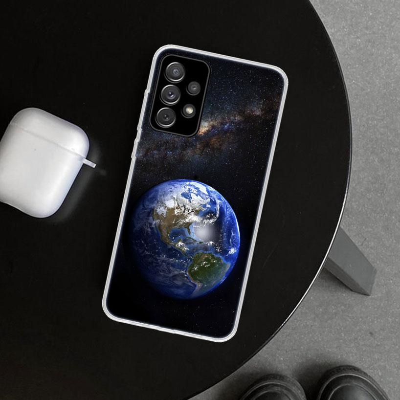 Erdsterne Weltraum Handyhülle Cover für Samsung Galaxy A12 A22 A32 A52 A72 A02S A51 A50S A31 A20S A10S Note 20 Ultra 10 Plus Gala