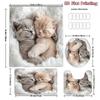 4Pcs Cuddly Kittens Shower Curtain Set with Non-Slip Bath Mat, Toilet Lid Cover, Contour Rug & 12 Hooks, Bathroom Decor