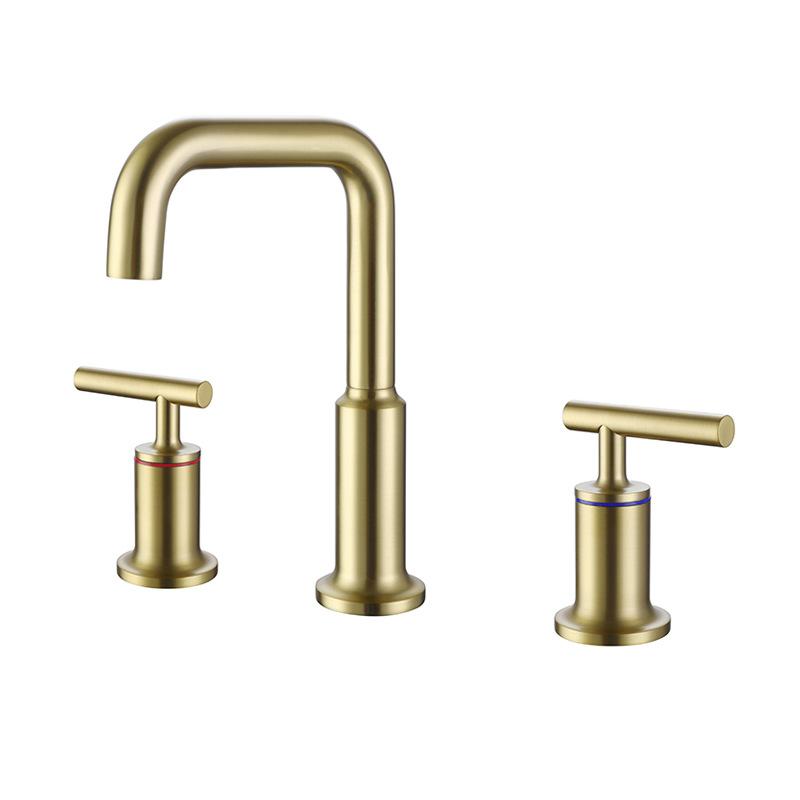 Bathroom Sink Faucet Dual Handle Gold Chrome hot & cold water Deck mounted Sink Faucets gold 3 hole 8 inch Basin tap