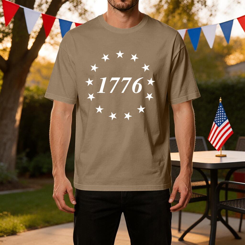 Men's Casual Short Sleeve T-Shirt 1776 Print Lightweight Breathable Fabric Comfortable Fit Summer Wear