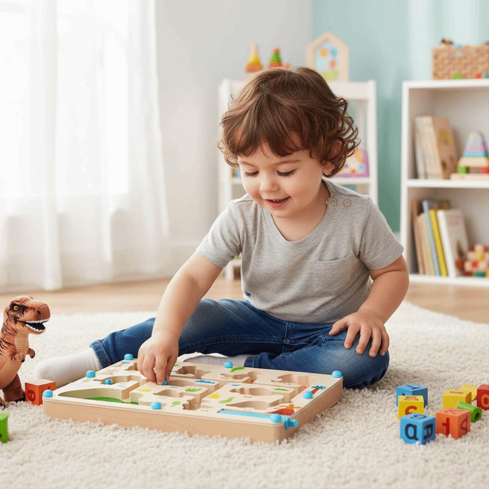 Wooden Board Magnetic Maze Toy Color Sorting Number Maze Toy Puzzle Practice