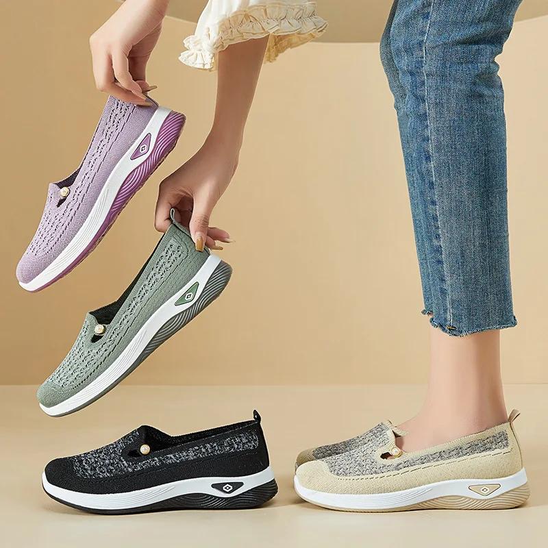 2025 Spring and Autumn Casual Shoes Cross-border Temu Soft Sole Lightweight Breathable Mother Shoes