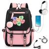 KATSEYE Girlgroup Cartoon Rucksack USB-Ladeanschluss Schultasche 60123-1 Leicht Freizeit
