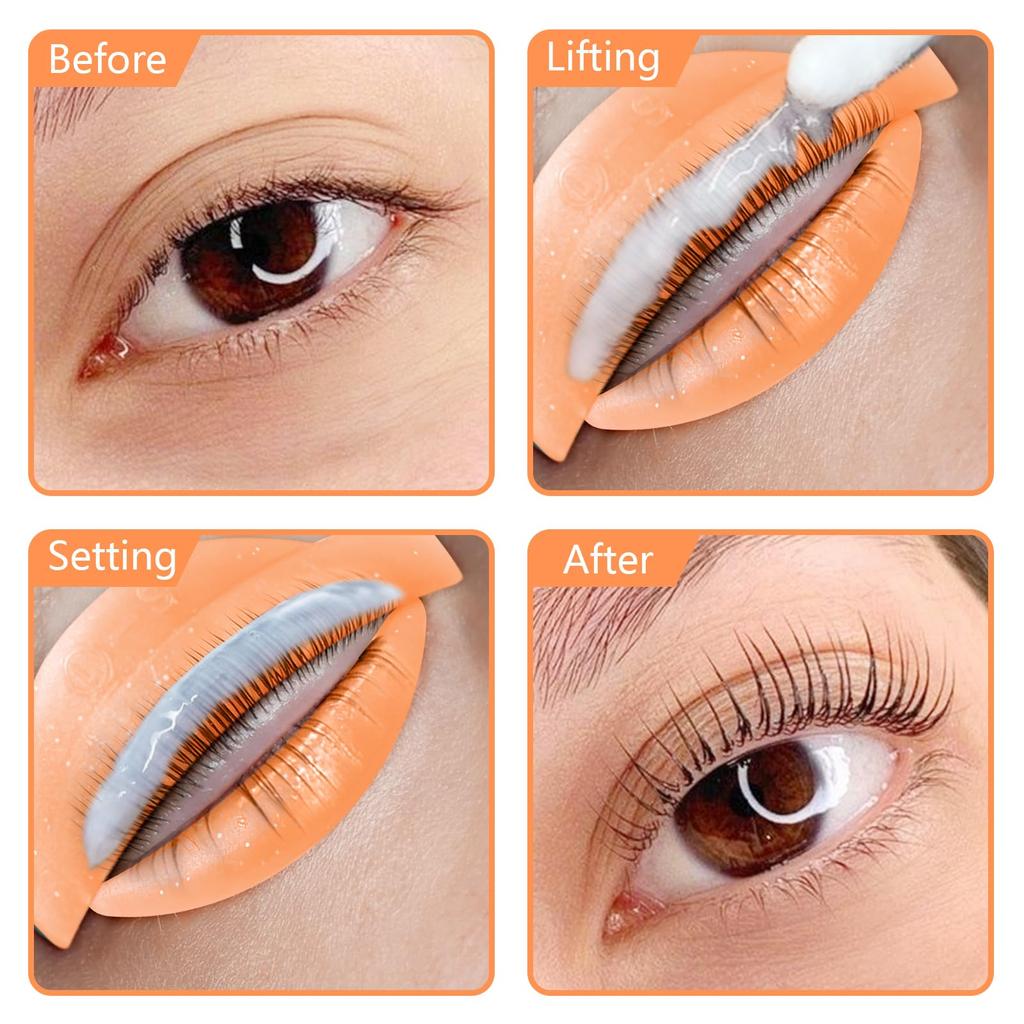 Libeauty Eyelash Lift Silicone Pads, Reusable Eyelash Perm Rod Size 5 Pairs, Lower Eyelash Pad 1 Pair, Eyelash Curling Pads, Lash Lifting Shields,