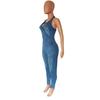 Europäischer und Amerikanischer Stil Schlankmachender Ärmelloser Neckholder Jumpsuit Jeans