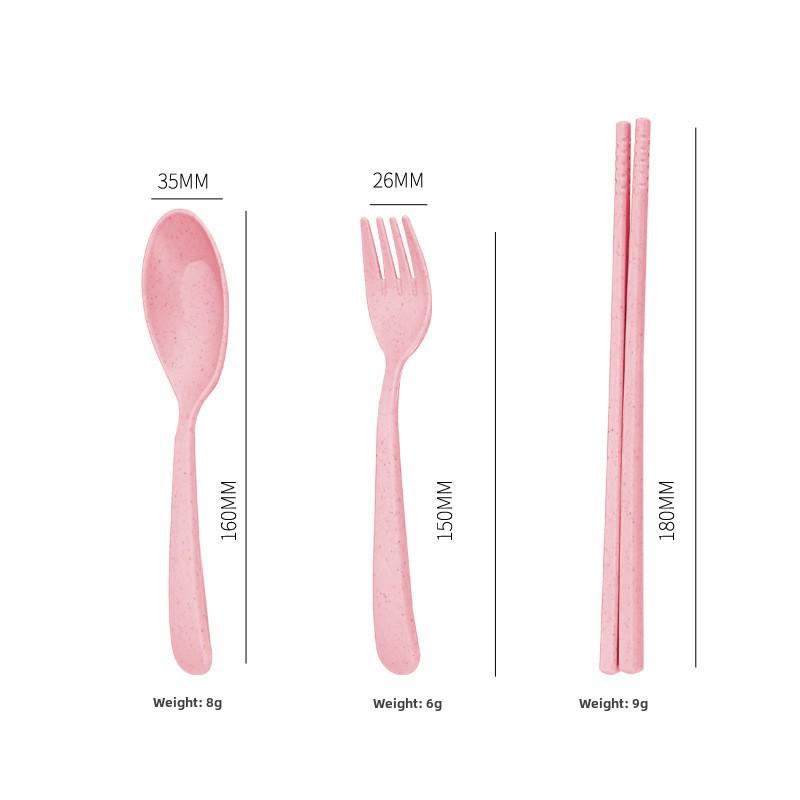 Ensemble de vaisselle portable pliable en blé: Baguettes pliantes créatives, Fourchette, Cuillère, Design en plastique adapté aux étudiants