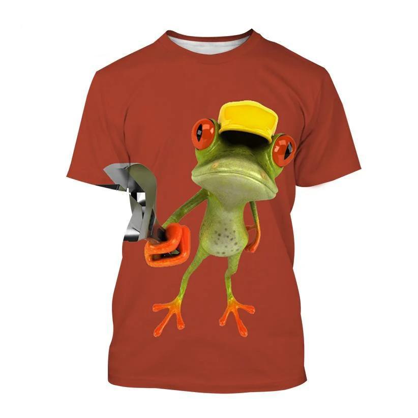 Nouveauté Animal grenouille hommes t-shirts drôles vêtements amples à manches courtes mode surdimensionné imprimé t-shirt à col rond