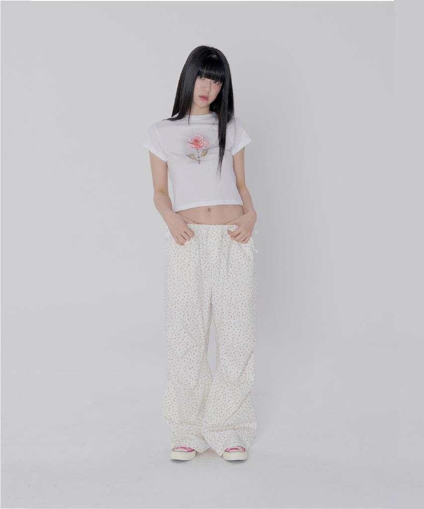 Isjabaibeu Flower Garden Banding Pants - Ivory