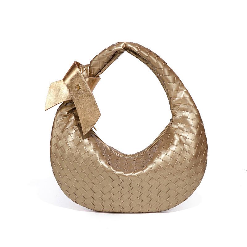Large capacity woven shoulder women's bag lazy wind trend crescent moon dumpling bag fashion hand-held armpit bag