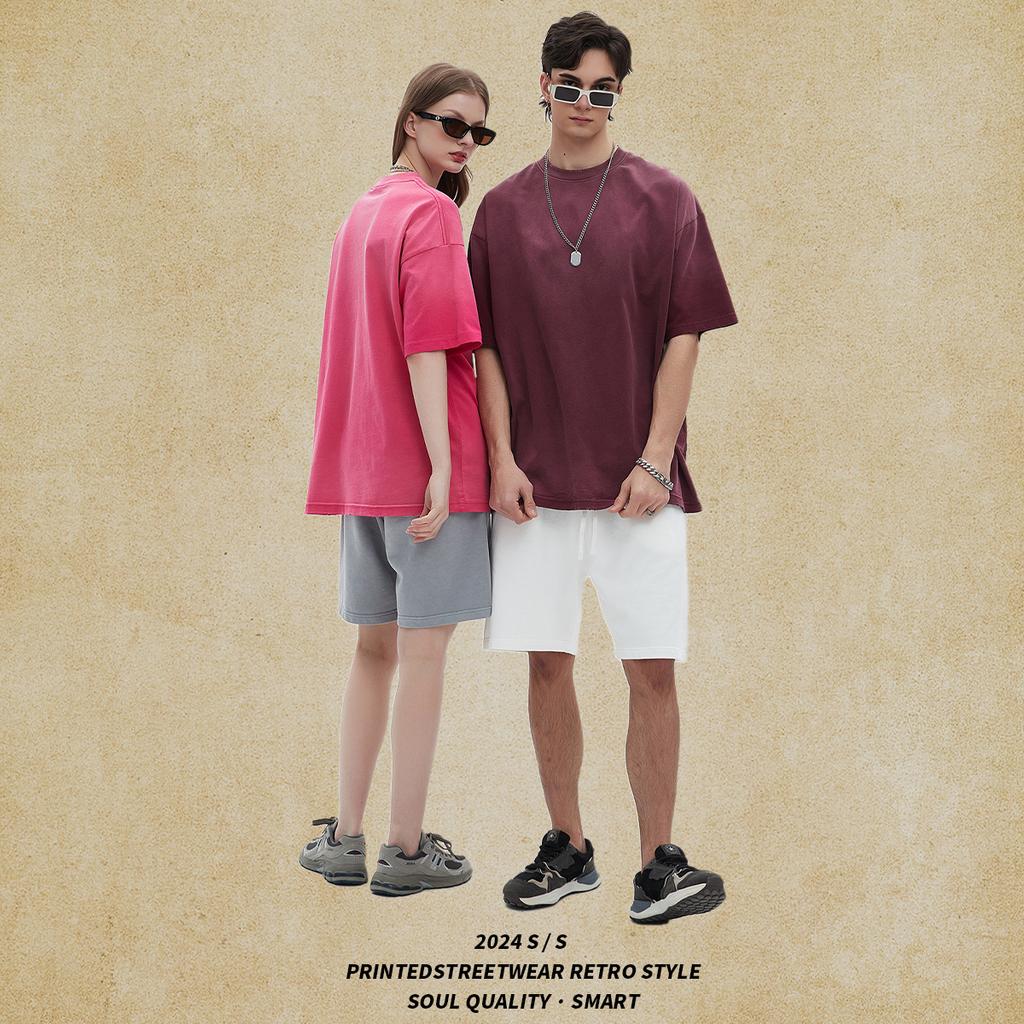 275 GSM 100% Bavlna Prané Tričko Potisk Vlastního Vzoru Pánská Trička Personalizované Tričko