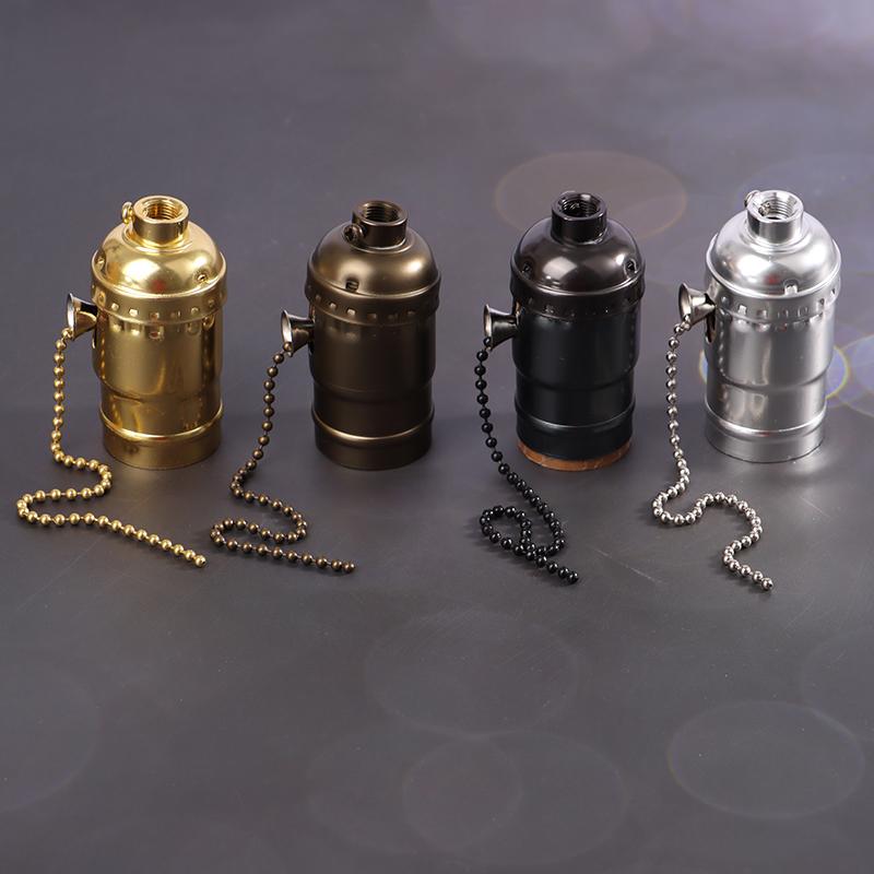 1Pc Vintage E26 E27 Aluminum Lamp Base Screw Light Screw Socket With Switch