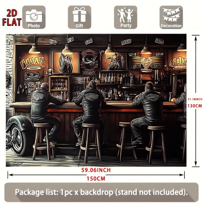 2D flaches Banner 1 Partybanner Retro Bar Polyester Hintergrundtuch Industriell Lokomotive-Thema Fotografie Hintergrundbanner