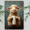 Vintage Funny Sheep Toilet Paper Sign, Humorous Metal Plaque, 7.8x11.8in Wall Decor