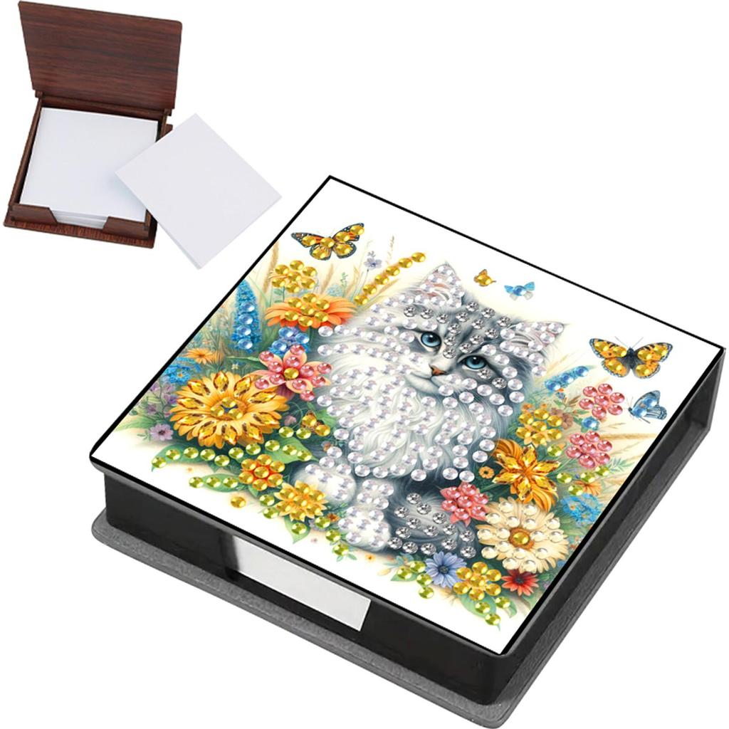 Cardboard DIY Crystal Art Sticky Notes Holder W/ 160 Sheets Crystal Art Note Box for Office Accessories Desk Office Workplace