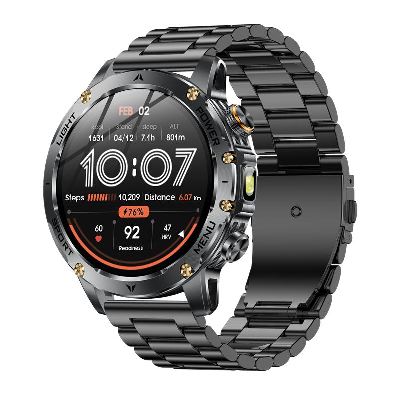 Men Outdoors Smart Watch AK87 Flashlight Multi-Sports Fitness Tracker Bluetooth Calling 1000Mah Large Battery Smartwatch