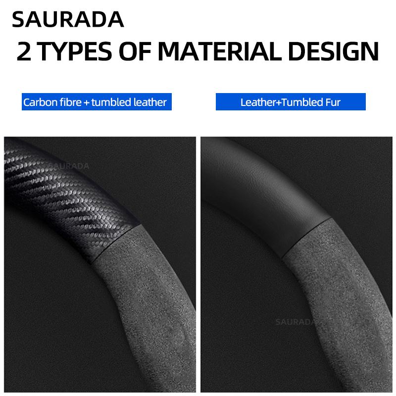 38cm For Lynk & Co 01 2021 2022 2023 Car Styling Carbon Fiber Suede Car Steering Wheel Cover Breathable Teering Auto Accessories