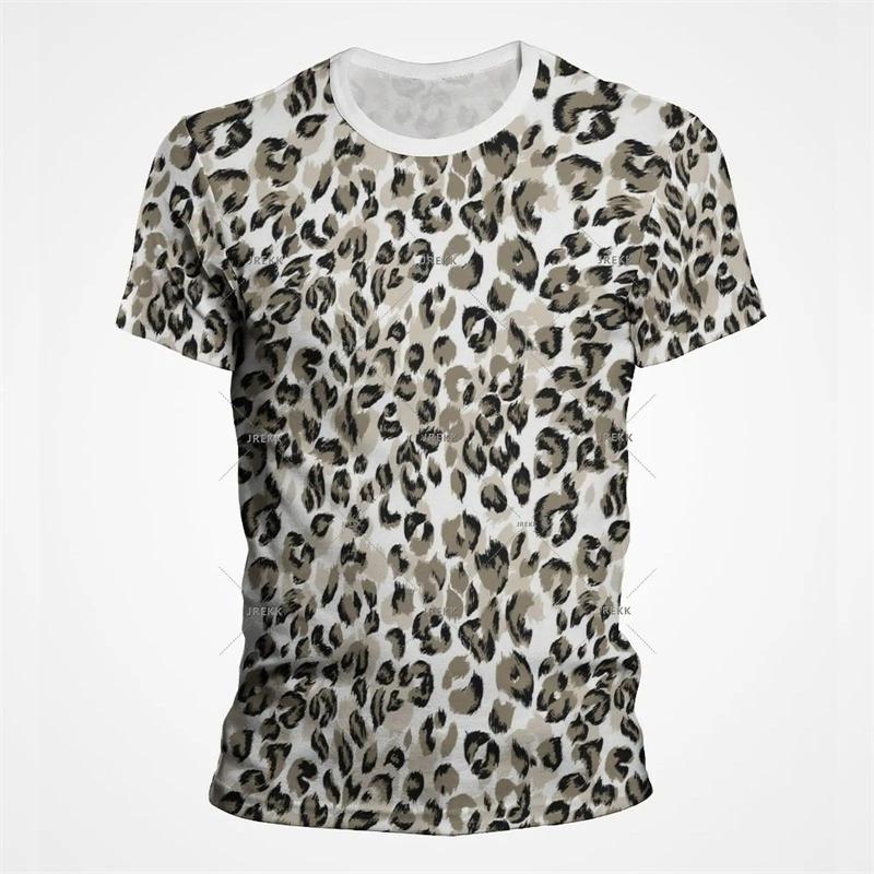 Leopard Print 3D Funny T Shirts for Men's And Women's Clothing Summer Short Sleeve T-Shirt Unisex Streetwear Oversize Tops Tees
