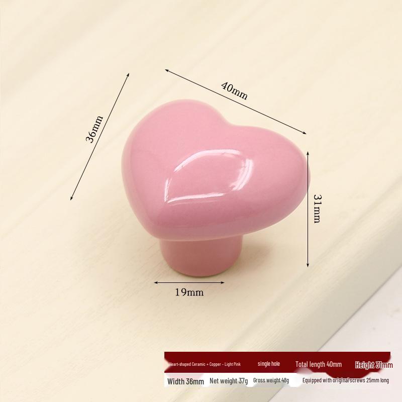 Heart-Shaped Ceramic Cabinet and Drawer Handle