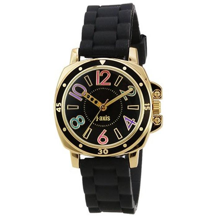 J-AXIS Watch Rubber Belt Watch One-Tone Color Easy Care AL1182 Unisex Black Dial - Black