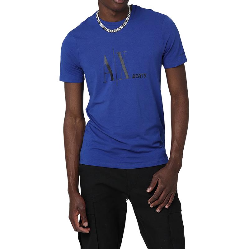 Armani Exchange SS22 Letter Print Cotton Slim Fit Crew Neck Short Sleeve T-Shirt Men T-Shirt Ultramarine-Blue 3LZTCZ-ZJE6Z-1507