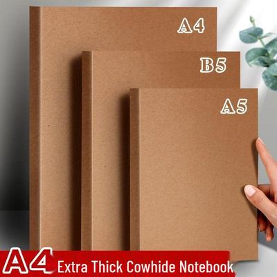 A5 dickes Kraftpapier Notizbuch - Extra dicke leere & linierte Seiten, B5 Tagebuch