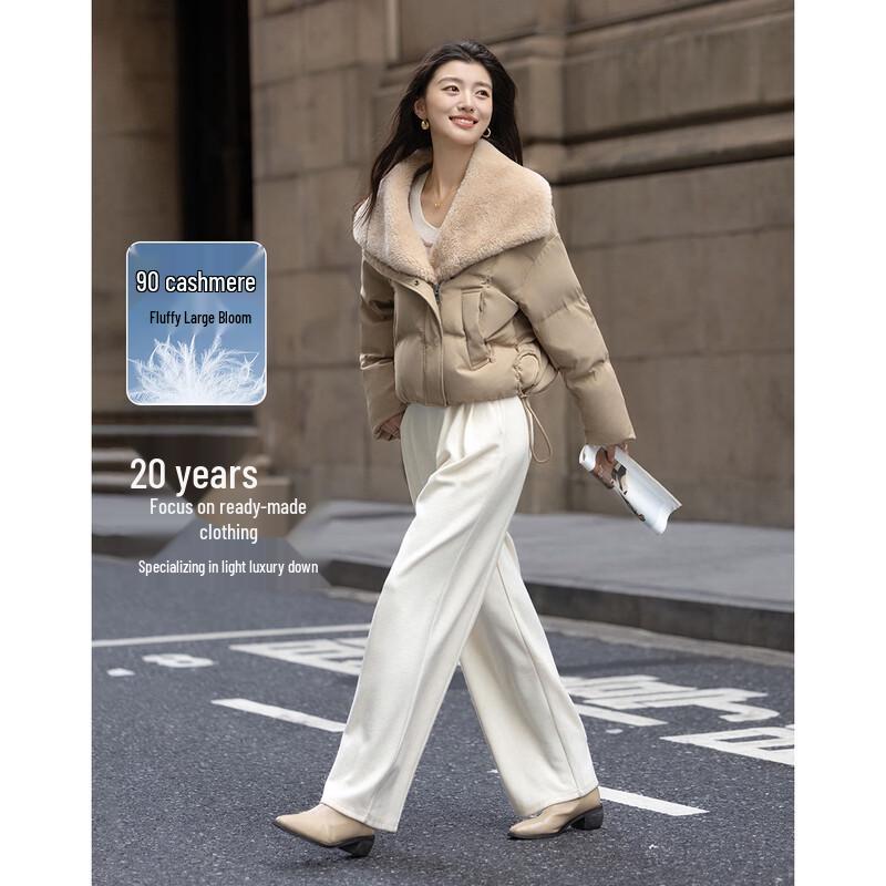 

Demana Women s Reed Tone Faux Lambswool Spliced Lapel Down Jacket XL