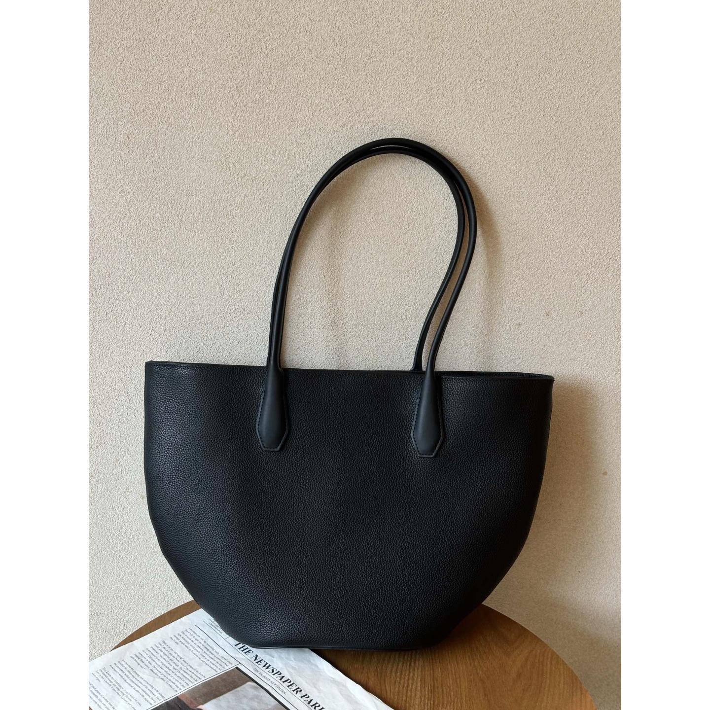 

Leather Old Money Wind TR Semi-circular Shopping Bag Tote Bag Large Capacity Bucket Bag Row Minimalist Shoulder Handbag 18x10x28cm