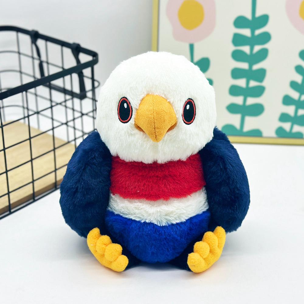 24cm Eagle Plush Toy-Patriotic American Flag Colors  Soft Stuffed Bald Eagle Gift for US Fans Kids 4th of July Decor Red White