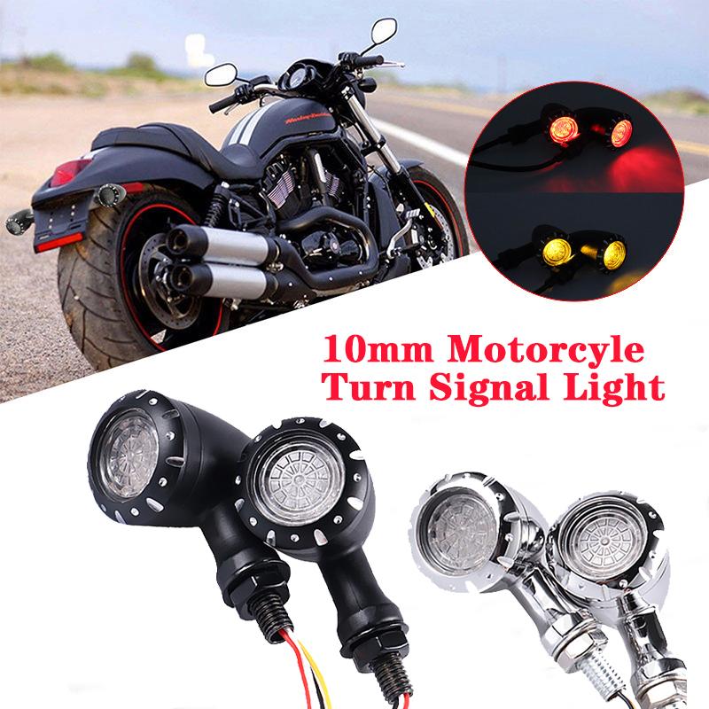 Retro Bullet LED Turn Signal Light Brake Lamp for Motorcycle Black Chrome Running Blink Light for Harley Chopper Cruiser Bobber