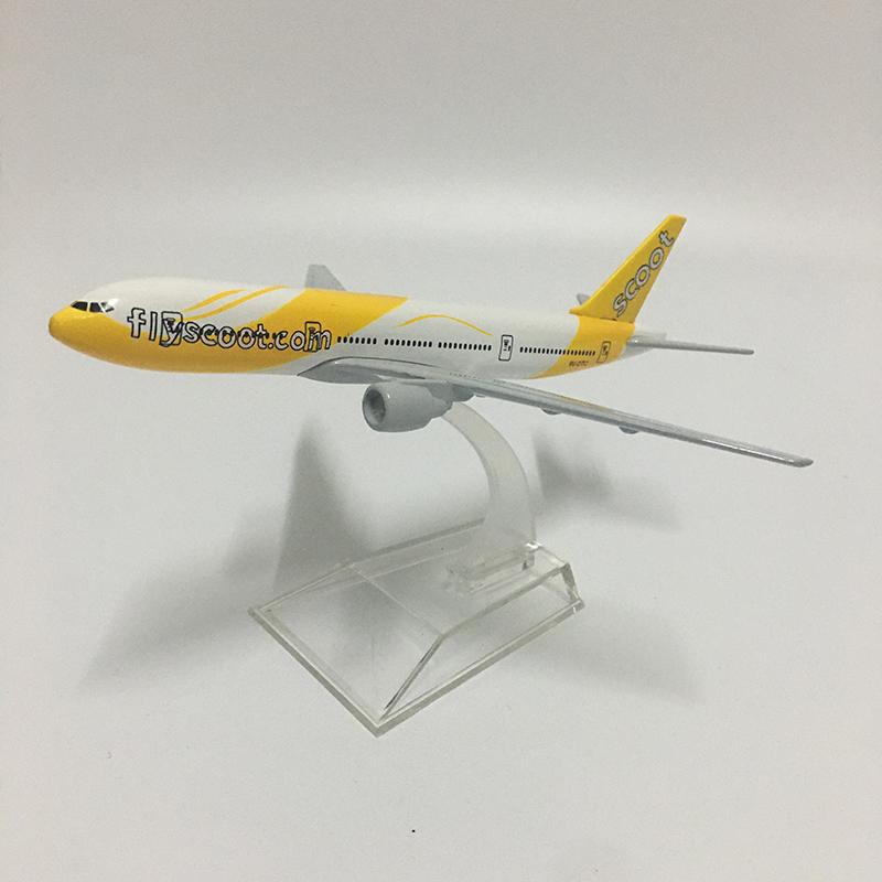16cm Diecast Metal Singapore Scoot Flyscoot B777 Plane Airplane Aircraft Model Toy for Gift Display Collection