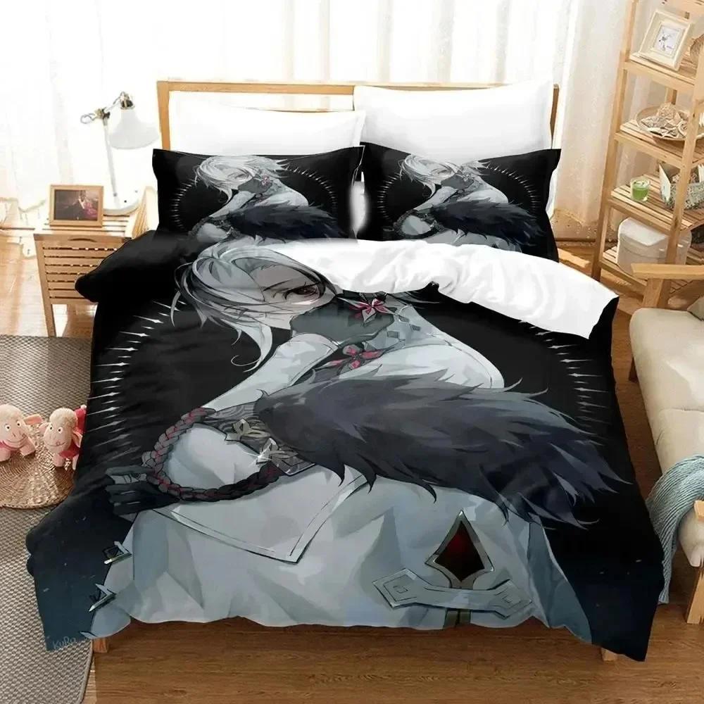 Luxury New 3D Print Anime Genshin Impact Arlecchino Bedding Set Duvet Cover Bed Set Quilt Cover Pillowcase Queen Size Boys Adult